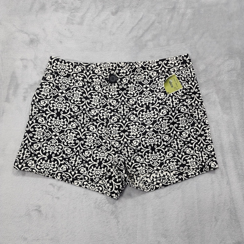 NEW Trixie+LULU Shorts Womens 5/6 Black White Floral Stretch Chino Preppy Casual